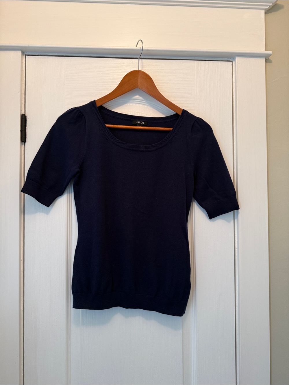 Jacob Navy Short Sleeve Scoop Neck Top